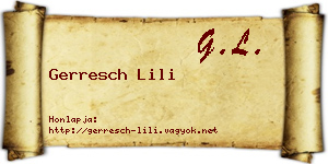 Gerresch Lili névjegykártya